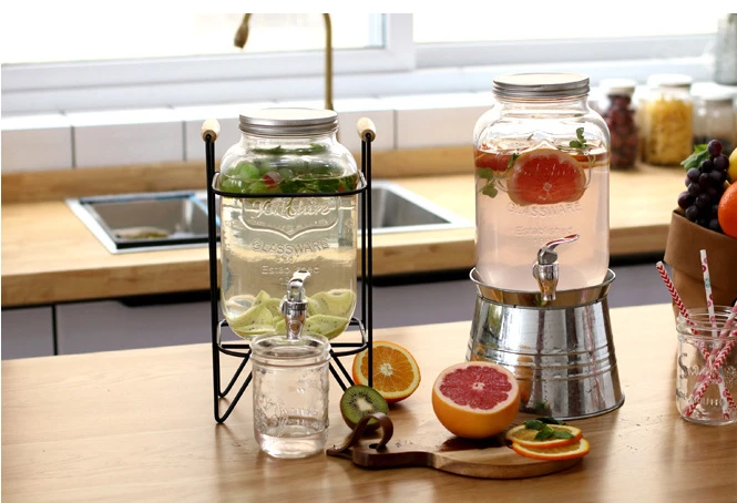 4L Wholesale Beverage Mason Jar Glass Dispenser With Tap