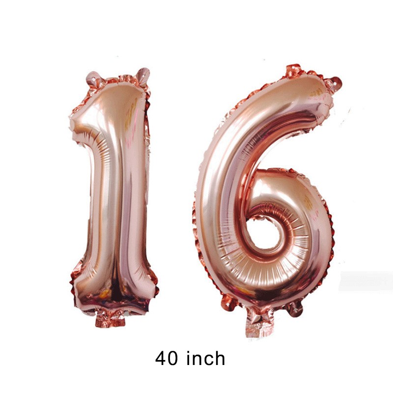 51pcs Happy Birthday Balloon Set 40" Number Foil Balloon 12 inch Rose Gold Confetti Clear Latex Balloons Birthday Party Supplies