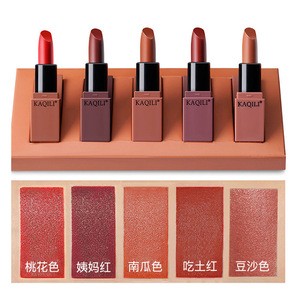 5pcs Matte Lip Kit Professional Waterproof Nude Lipstick Set Moisturizer Long Lasting Sexy Red Lipsticks NC0907