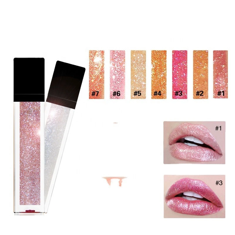 6 Colors Private Label Lip gloss Make Your Own glitter lipgloss