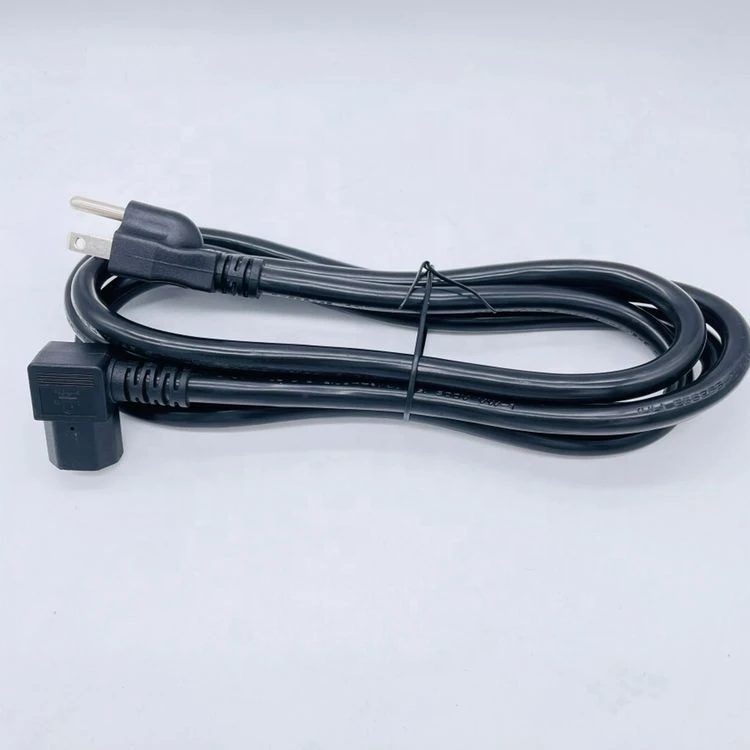 6ft black cUL 3 porng plug to iec 60320 c13 cord left angle SJT 3x14AWG