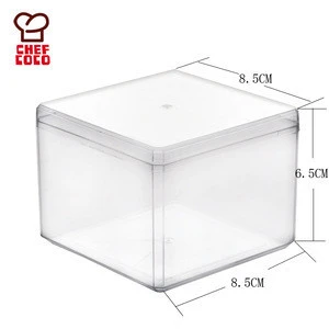 6pcs Cube Shape Plastic Pudding Tiramisu Mousse lids cups Baking Molds Tools