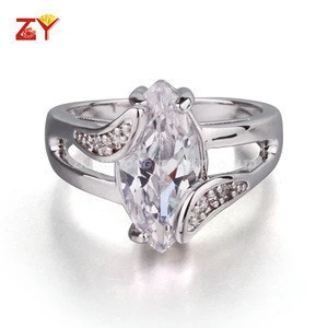 925 Sterling Silver Plated Ring Luxury large main Stone Fashion Zirconia Simple Wedding Engagement Rings For Women Fine Jewelry