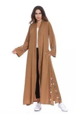 A3379 Plus Size Muslim Long Robe Embroidery Cardigan Brown Black Abaya Loose Middle East Arab Turkey Islamic Clothing