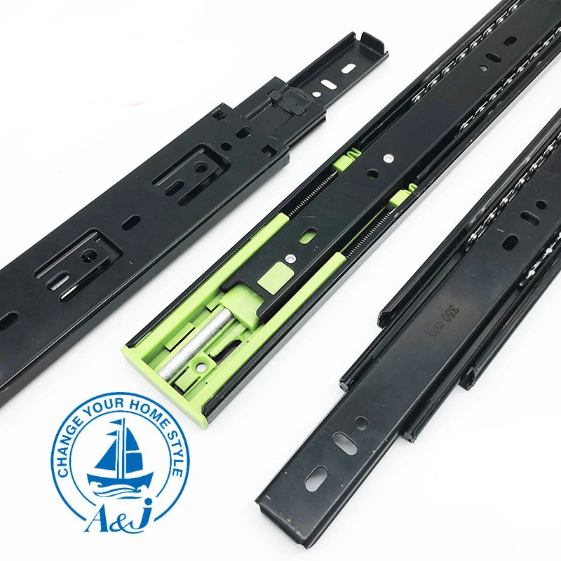 Accora Brand 45mm soft closing telescopic full extension drawer runner rail,self close thickness 1.5mm drawer slide channel