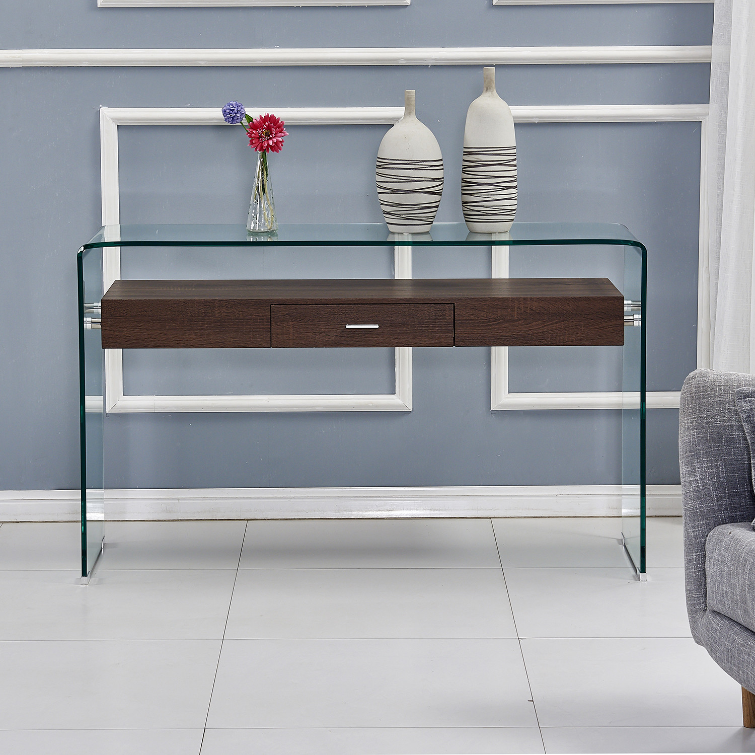 Buy Acrylic Console Table Set Wood Console Table Drawer Entryway Table ...