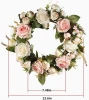 Adeeing Peony Flower Wreath Handmade Pink FloralArtificial Spring Garland Wreath for Front Door Wall Wedding Party Home Decor