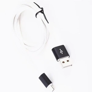 aluminium case with white fabric micro usb charger cable