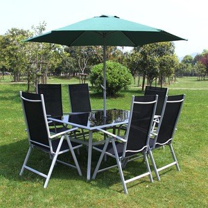 Aluminum Foldable Sling Chair 6 Seater Folding Furniture Patio Garden Sets