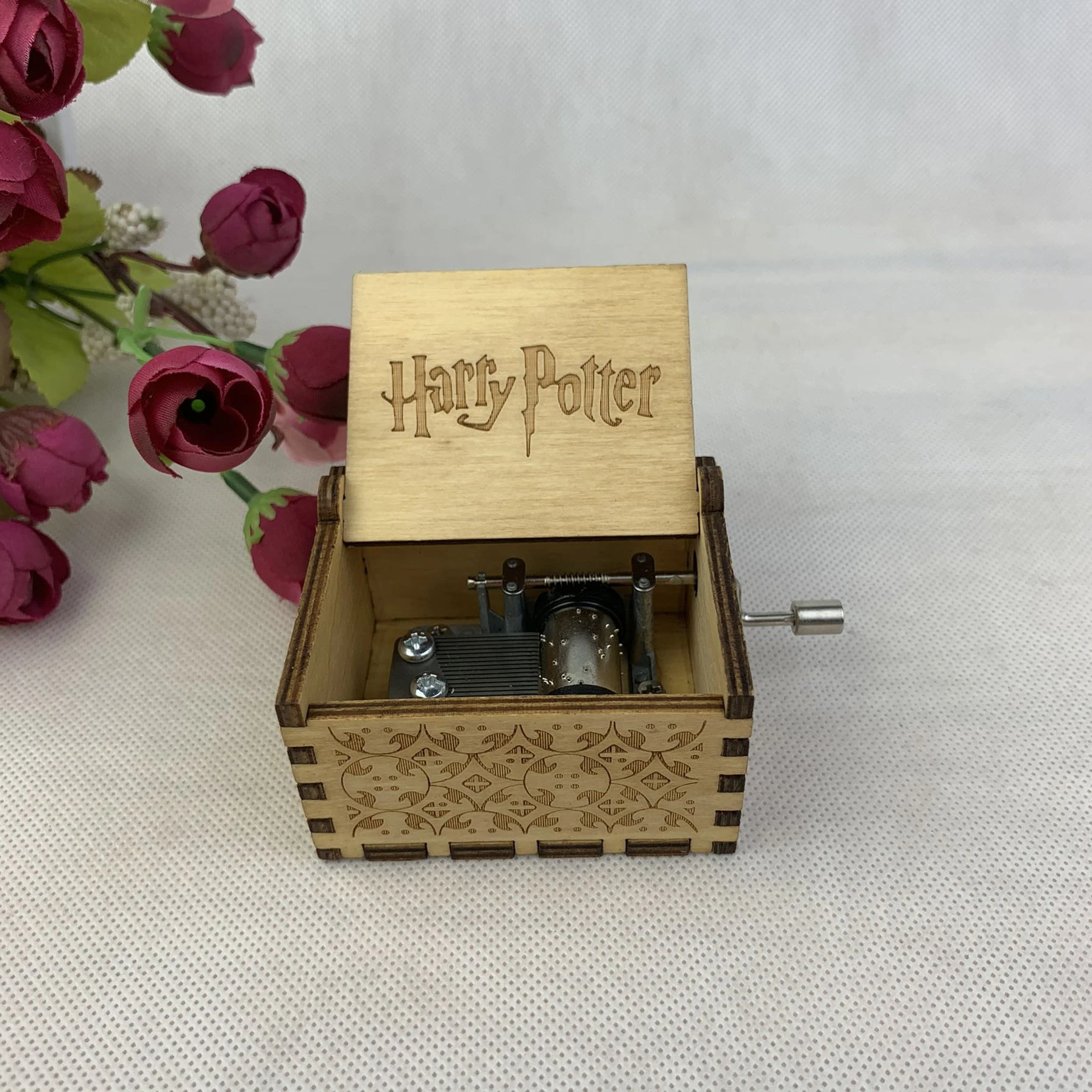 Amazon Ebay hot sale Wooden Hand Crank Music Box Harry Potter