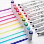 Amazon hot sales 12-200 colors Smooth Art Paint Dual Tip Permanent Alcohol Marker Pen Set Fineliner Graphic Marker