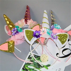 Amazon Hot Selling Unicorn Hand Band and Popular Colorful Hair Band with Flowers for kids
