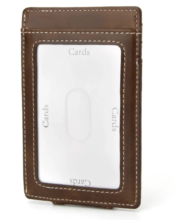 Amazon Slim Leather Wholesale RFID Magnetic Wallet  Money Clip