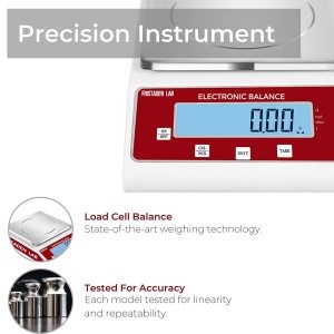 American Fristaden Lab Analytical Precision Balance 2000g x 0.01g | 01 Gram Scale Weighs Grams, Kilograms, Pounds, Ounces, Carat