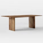 American Style Home Dining Room Furniture Square Dinner Table White and Oak Solid Wood Dining Table