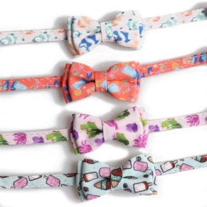 Amigo Cool Summer Cat Collar with bow,Cute Bow Tie Removable Cotton Breakaway Adjustable Safety Bowtie Pet Kitten Cat Collar