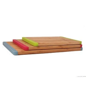 Anti-Slip Silicone Margin Nature Eco-Friendly Bamboo Cutting Cheese Board Chopping Blocks  3 in 1 Set