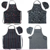 apron kitchen cotton bbq chef apron stripe black with pockets
