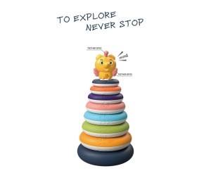Baby educational Toy Tower Stacking Ring Animal Balance Tumbler Rainbow Montessori Toy