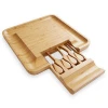 Bamboo Cheese Board &amp; Knife Set ,Elegant Wood Meat Platter Charcuterie Set,Exclusive Cheeseboard With 4 Cheese Knives