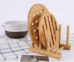 bamboo kitchen dish plate rack, wood plate rack drainer