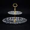 BAMBOO series  2 Tier crystal cake tools glass cake stand set