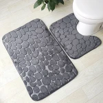 Bath Rug Set 2 Piece Bathroom Contour Rug Toilet Mat Sets Non Slip Microfiber Bath Shower Mat U-Shaped Toilet Rug Combo Set