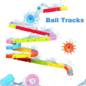 Bath Toys Slide Splash Water Ball Track Stick to Wall Bathtub for Toddlers DIY Waterfall Pipe and Tubes Tub Toys