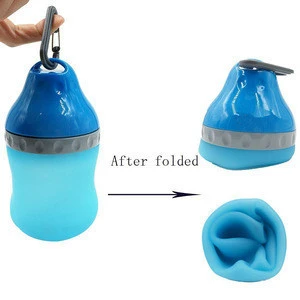 Best Portable Silicone Folding Pets Water Feeding Bottles /Travel Outdoor Collapsingr Bowl Kettle with Carabiner Clip