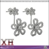 Best Price Sterling Silver Cubic Zirconia Flower Ear Jacket Earrings
