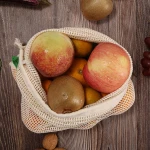 Biodegradable Custom Reusable Shopping Bags with logos Compostable Cotton Mesh Net Bag