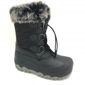 Black Classic Lace up Children Warm Snow Boot for Boys&Girls