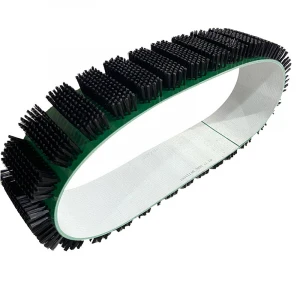 Black nylon bristles wire pvc belt brush, with spacing, can be customized