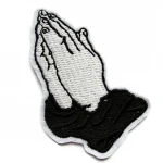 Black White Praying Hands Christian Embroidered Iron On Patch Prayer Liturgical Faith patch applique badge
