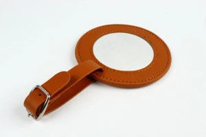 Blank leather baggage tag with stainless steel insert golf bag tag blanks