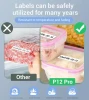 Blue Tooth 5 Label Maker Machine with Tape P12 PRO Rechargeable Label Makers Compatible Different Font Color Text Label Maker