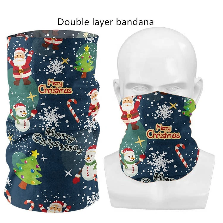 Boyue bandana manufacturer oem christmas halloween festival custom logo printed stretchy double layer polyester neck gaiter