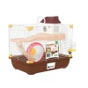 Brown Double Layer Carrying Indoor Hamster Cage with Exercise Wheel