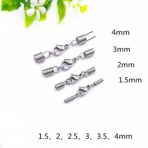 BXDT001 Stainless Steel Lobster Clasps with End Caps  for Bracelet/Necklace  Jewelry Finding Fit 1.5/2/2.5/3/4 mm Leather Cord