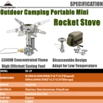 CAMPINGMOON  Outdoor Camping Rocket Stove Cooking Equipment Furnace Camping Portable Mini Gas Stove