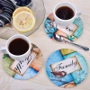 Ceramic Set of 6 Tabletop Protection Mat Absorbing Round Ceramic Stone Coasters With Cork Base