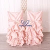 CH003T Elegant wholesale fancy universal ruffled wedding blush pink gathered whole chair cover with buckle