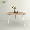 cheap prices metal steel base and legs wholesale european style modern design white or oak wooden round office coffee tables