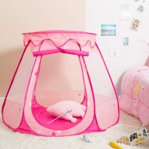 Children Girls Pink Princess Indoor Outdoor Ball Pit Pop Up Play Toy Tent with Carrying Case