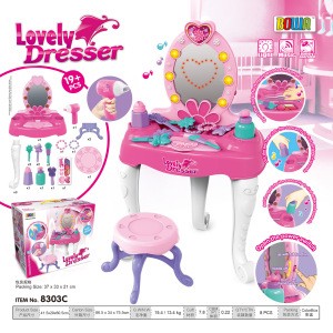 Children&#39;s luxury light and music simulation jewelry dressing and dressing table set play house girl makeup toy