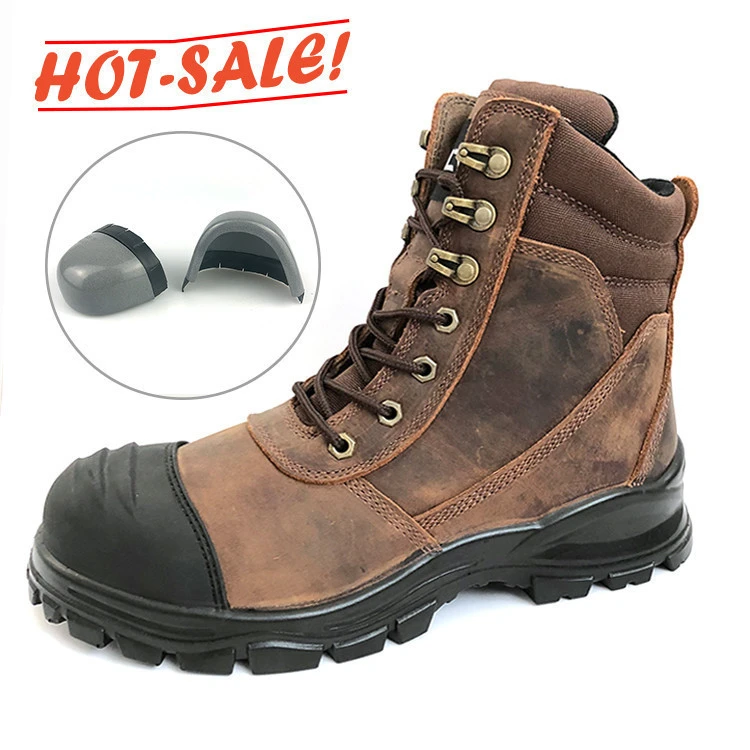 China Factory Wholesale fashionable High Quality genuine leather safety shoes steel toe ankle high work shoes