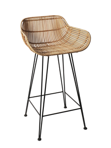 China manufacturer vintage rattan bamboo wooden high chair bar stool