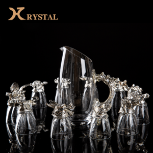 Chinese Culture Zodiac Gift 12 Animal Shaped Stemless Crystal Liquor Wine Decanter Glass Set