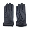 Classical Black Men leather gloves with rib fuff