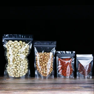 Clear plastic grain candy packaging zipper bag/Stand up transparent snack nuts food zipper pouch plastic zipper bag